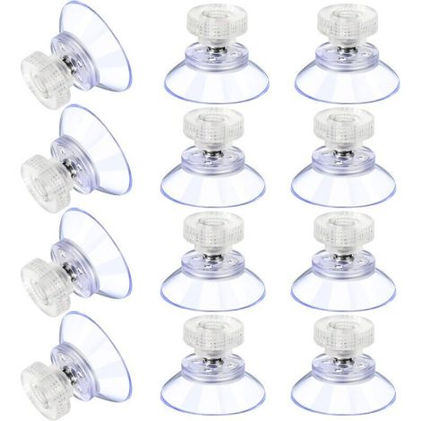 12 Grandes Ventouses Ventouses en Plastique Ventouse Anti-Collision Transparente en Caoutchouc Vis Écrou en Métal Ventouse Solide en PVC Transparent Remplacement avec Écrou de Vis (25M5-6) (1/4)