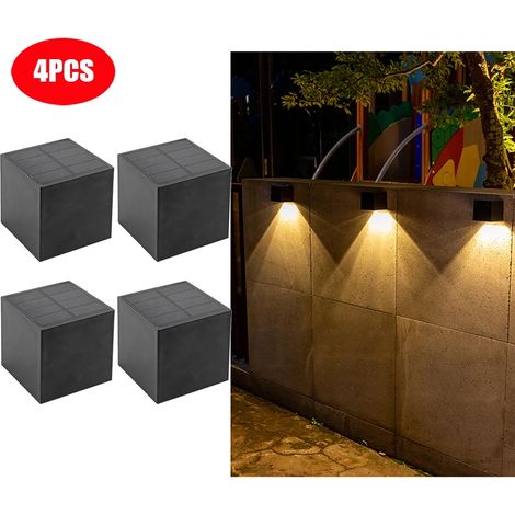 (4 pièces) Lampe solaire LED d'extérieur carrée pour jardin, cour, clôture, décoration murale (1/5)