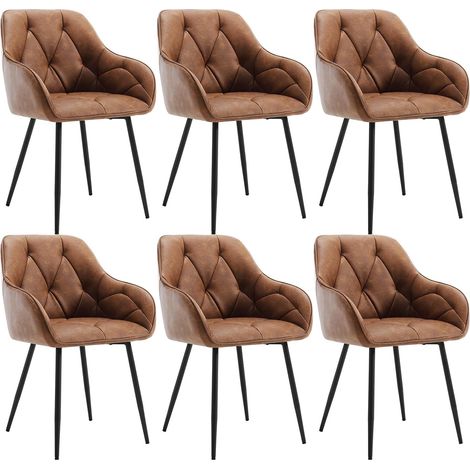 WOLTU Set of 6x Faux Leather Dining Chairs Accent home & restaurants Brown (1/5)