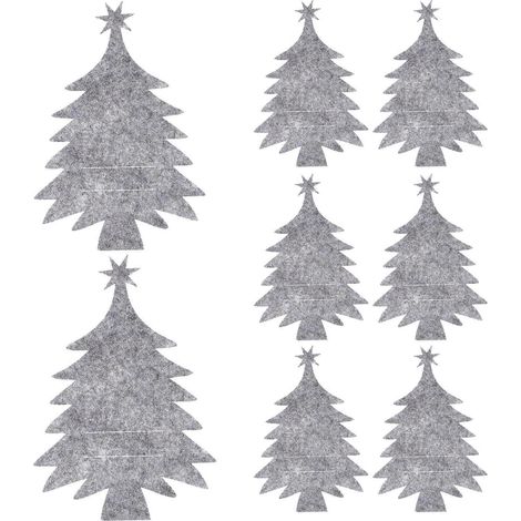 Lot de 8 porte-couverts en forme de sapin de Noël, porte-fourchettes à couverts sur le thème de Noël-21X14.5CM-Grey