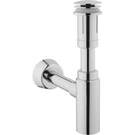 Sifón de desagüe con válvula para lavabo de baño, plástico con aspecto cromado, clic-clac VitrA A45154