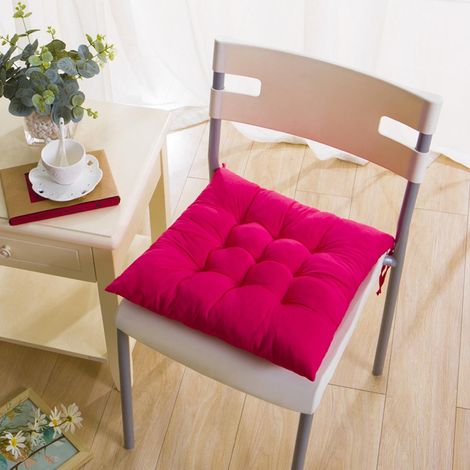 Coussin De Siege Carré - Tissu Velours Doux - Pour Chaise De Salle À Manger Bureau Patio Extérieur - 45 X 45 Cm - Couleur Rose Fuchsia - Lot De 2 (1/3)