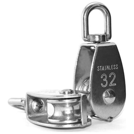 2 Pièces 32 mm Poulie Simple en Acier Inoxydable 304 Poulie de Levage Capacité de la Poulie Levage 250kg- Argent (1/4)