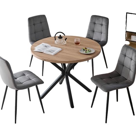 Sillas de comedor, diseño moderno minimalista, patas de metal resistentes, juego de 4 - Gris (1/2)