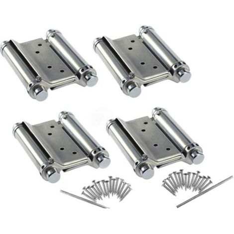 Charnières de porte battante en acier inoxydable, 2 paires,3 pouces pour comptoir de café de salon, Double Action, réglable, fermeture automatique parfaite (1/2)