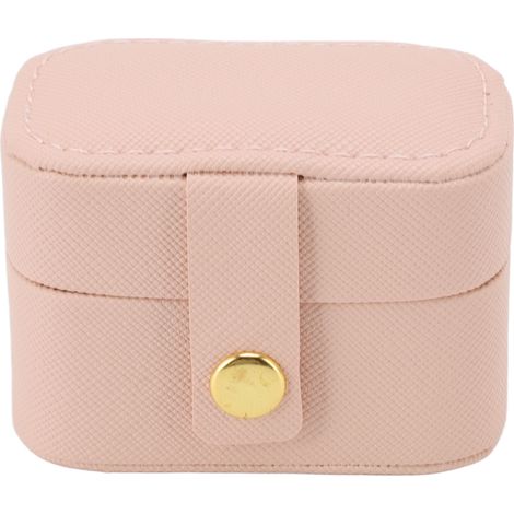 Boîte de rangement mini anneaux en cuir PU pour bijoux, organisateur de voyage pour boucles d'oreilles rose