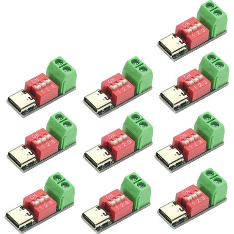 Módulo de alimentación, compatible con USB Tipo-C PD, control de voltaje ajustable, 10 unidades. (1/2)
