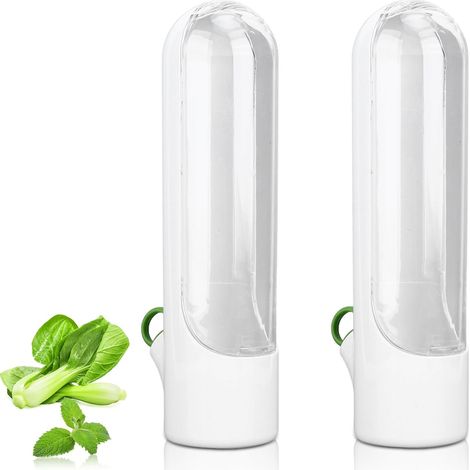 Juego de 2 recipientes transparentes para guardar hierbas aromáticas (cilantro, menta, espárragos), aptos para el frigorífico.