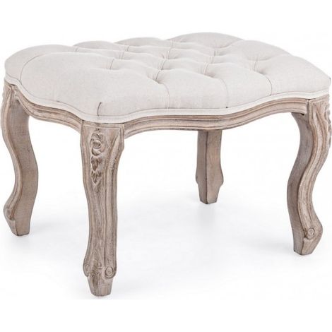 Poltrona Pouf "Diva" per interno, con struttura in rubber wood da 53x42x38cm -Naturale (1/5)