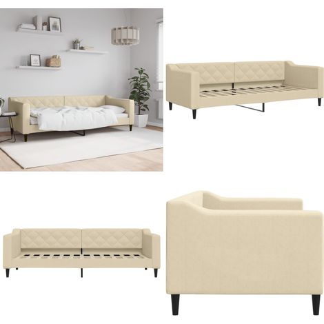 Lit de repos sans matelas crème 80x200 cm tissu - Canapé-lit - Canapé (1/5)