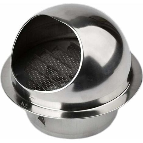 Aérateur rond en acier inoxydable avec grille - sortie murale pour ventilation, 100 mm (1/4)