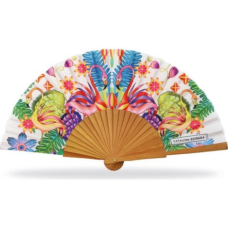 ABANICO CATALINA ESTRADA ELEGANCE FLAMINGO 23CM SURT.