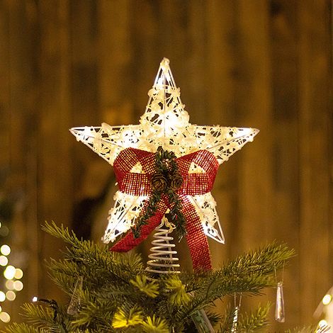 Étoile Pour Sommet De Sapin De Noël - 25 Cm - À Led Blanc Chaud - Clip De Fixation - Pour Décoration Intérieure De Sapin (1/5)