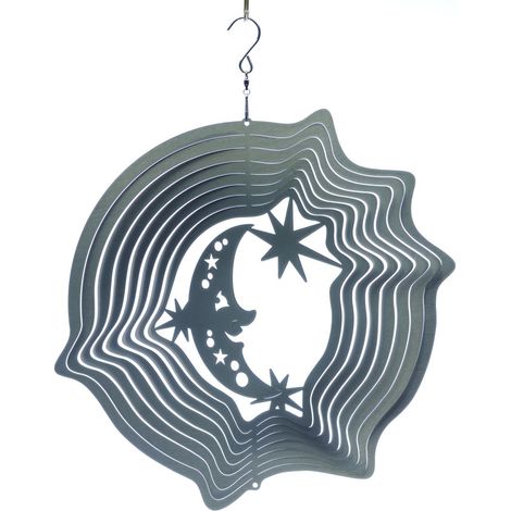 Mobile à vent lune & étoiles argent 30 cm Grand modèle (1/2)