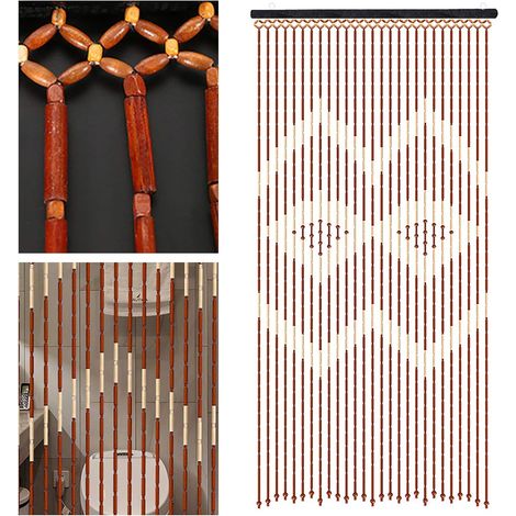 Senderpick – Rideau de porte en perles de bois 27 lignes – Dimensions 90 cm x 175 cm – Style classique chinois – Décoration intérieure (1/5)