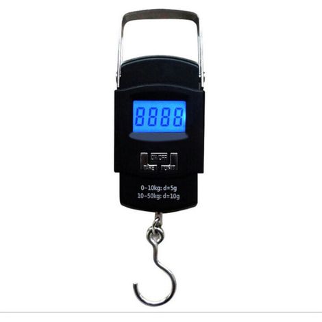 Balance numérique LCD de 110 lb/50 kg pour bagages, valise, balance électronique, balance numérique, balance de voyage, crochet de pêche postal, avec écran LCD rétroéclairé de température