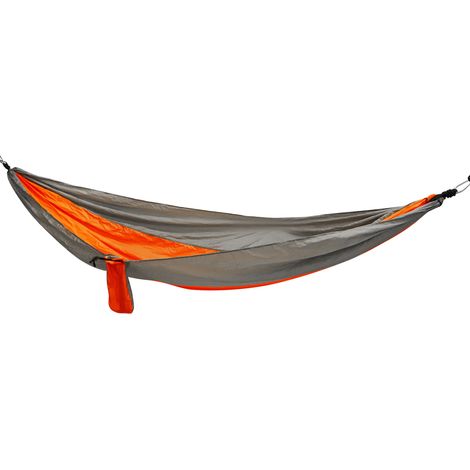 Hamac de camping extensible avec attaches, pour usage intérieur et extérieur, couleur gris argenté et orange