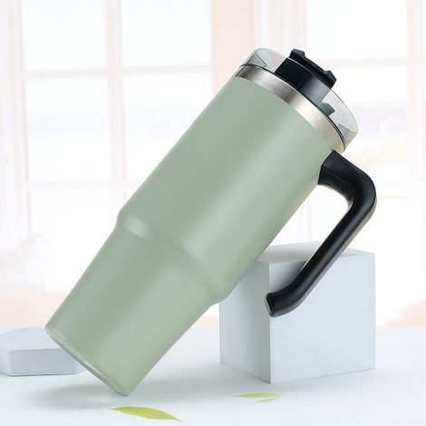 Nouvelle tasse isotherme en acier inoxydable 304, pratique pour la voiture, grande capacité, avec poignée, idéale pour le café ou les boissons. (1/5)