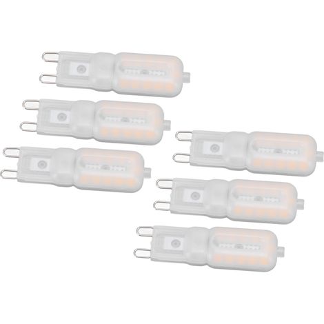 Lot de 6 ampoules G9 5W 22LED 2835 dimmables, idéales pour suspensions, plafonniers, appliques et lampes de table. Abat-jour blanc laiteux, lumière chaude 220V. (1/5)