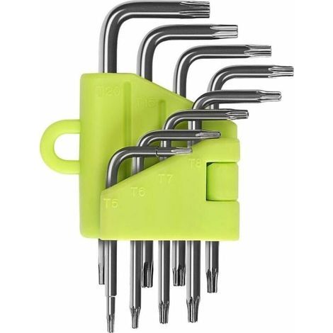Clés Torx Coudée, Kit de 8 Pièces Clés Allen Torx, Tournevis Etoile T5 T6 T7 T8 T9 T10 T15 T20, Ensembles de Clés Outillage à Main Clés Hexagonales Torx - (1/5)