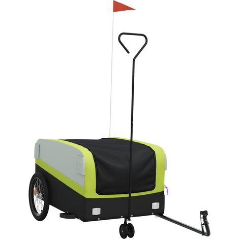 Remorque de vélo noir et vert 45 kg fer CFW43547 (1/5)