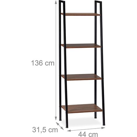 Étagère sur pied avec 4 étages salon plante 136 cm marron et noir (1/4)