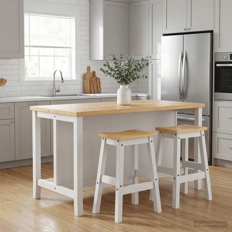 vidaXL Tabouret de bar 2 pc Blanc et Cire de Miel 44 x 30 x 63 cm (1/5)