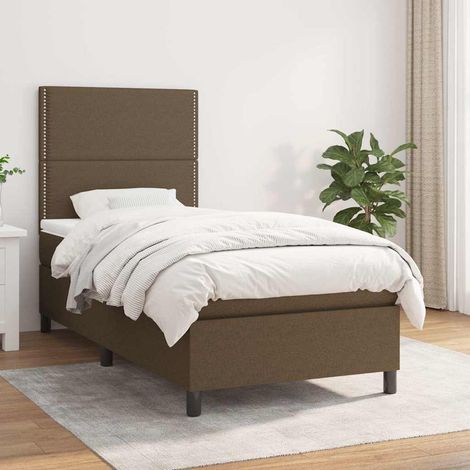 Boxspringbett mit Matratze Dunkelbraun 90x190 cm Stoff (1/5)