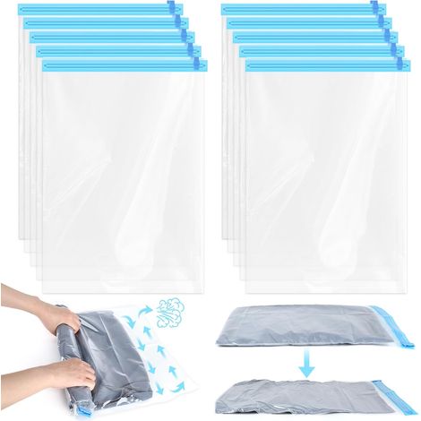 10 Pièces Sac Rangement Sous Vide Aspirateur, 40  60cm Sac Sous Vide Vetement , Vacuum Storage Bags Roulé à la Main pour Maison, Voyages, Camping (1/5)