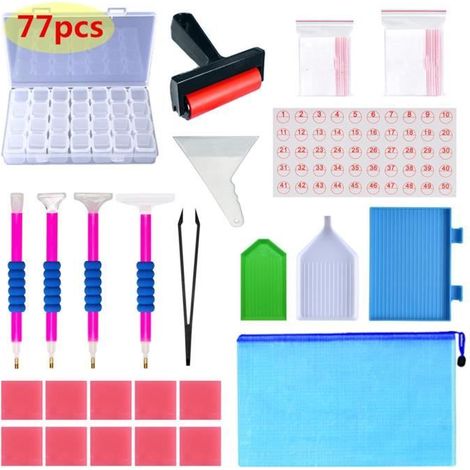 Accessoires de Diamond Painting - Aimer Belle - 77 Pcs - Outils avancés - Couleur variée - Kit complet (1/4)