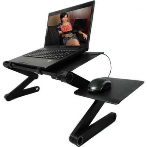 Support PC - - Table Pliable - Aluminium - Angle Réglable - Noir (1/4)