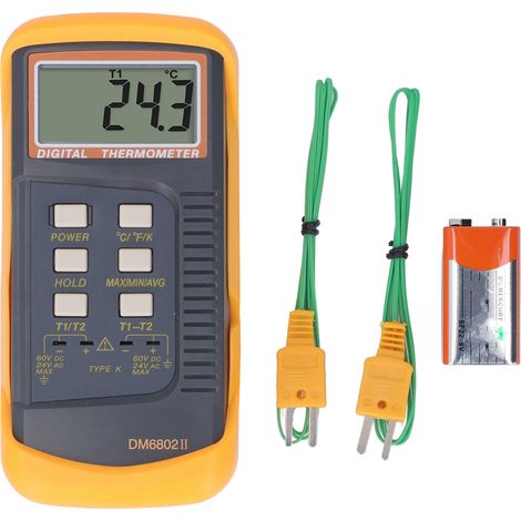 Digitales Kontaktthermometer -58℉ bis 2498℉, Zweikanal-Thermometer Typ K zur Temperaturmessung (1/5)