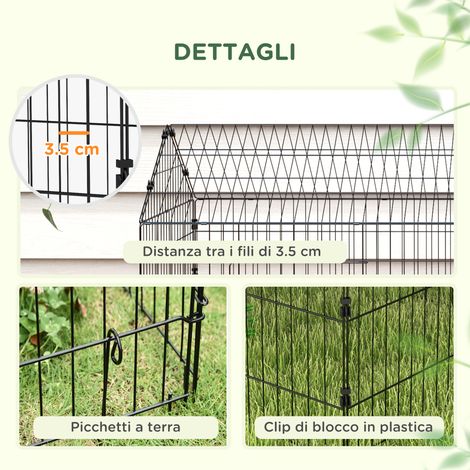 Cage pour lapins intérieur et extérieur, maisonnette avec toit, 220x85x103 cm, argenté (1/5)