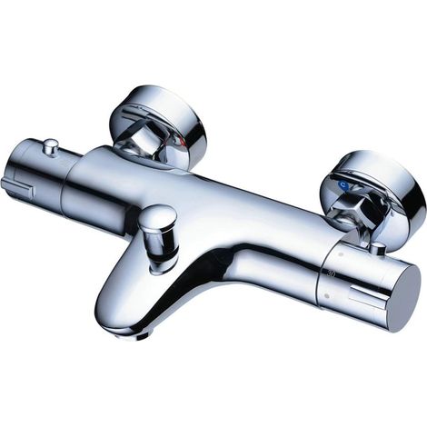 Thermostatic Shower Mixer Chrome Modern Bathtub Single Handle Shower Faucet, Anti-Scald Exposed Thermostatic Shower with Tub Spout, XY0206 (1/5)