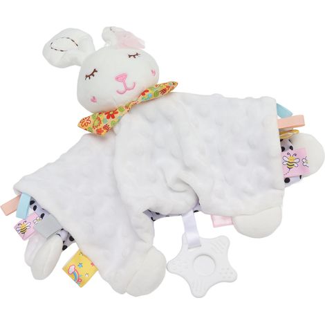 Couverture de sécurité pour bébé, couleur vive, peluche confortable, couverture douillette pour bébé, poupée animal mignonne blanche (1/5)