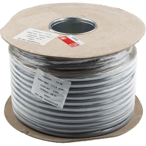 Câble de commande YY 5, x 2,5 mm², Chlorure de polyvinyle PVC Non blindé ( Prix pour Bobine de 50 Mètres )