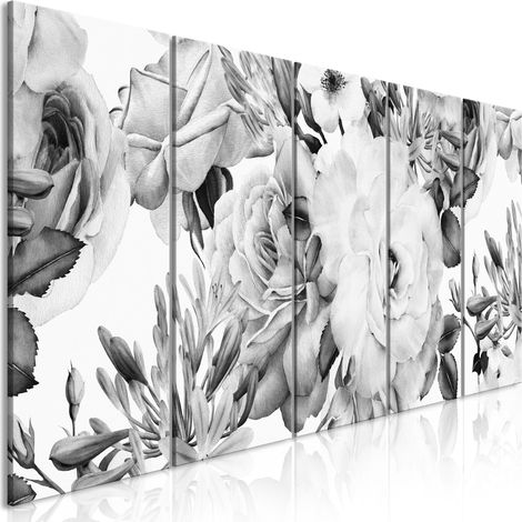 Quadro - Rose Composition (5 Parts) Narrow Black and White - 225x90 (1/4)