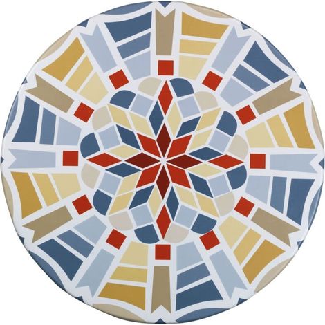 Housse de table élastique pour tables rondes 70-86 cm – Plastique résistant aux intempéries – Design mosaïque – Ajustement sécurisé