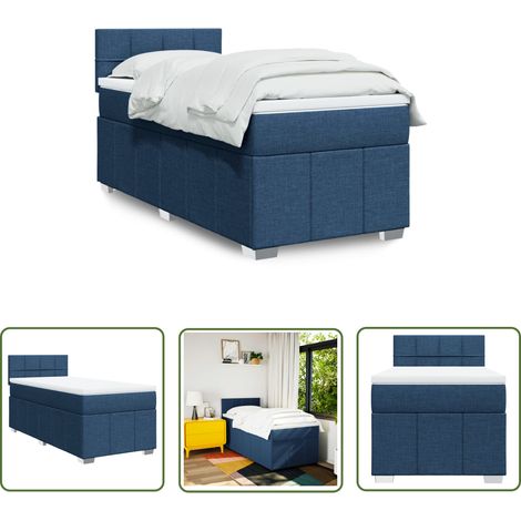 vidaXL Boxspringbett mit Matratze Blau 100x200 cm Stoff
