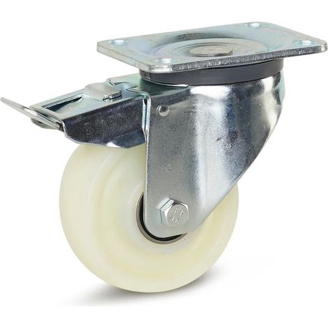 Roulette pivotante freinée - MESO - Nylon - Platine - 125mm - 550kg (1/2)