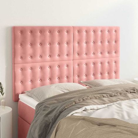 Tête de lit en velours rose 144 x 5 x 118/128 cm, hauteur réglable - PANGIVO (1/5)