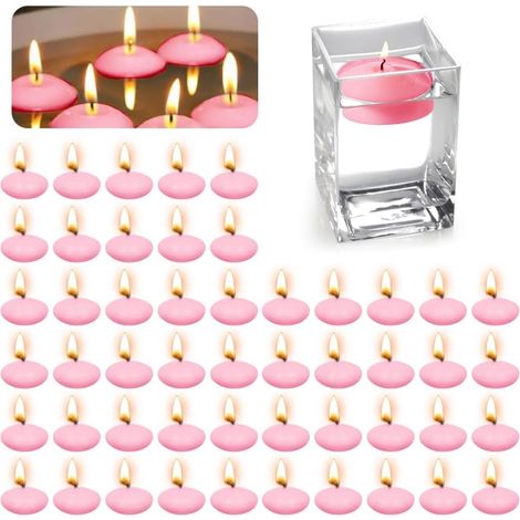 Bougies flottantes roses, lot de 50, bougies chauffe-plat pour piscine de mariage, piscine de Saint-Valentin, décoration de Noël (rose) [Classe énergétique A+++] (1/3)