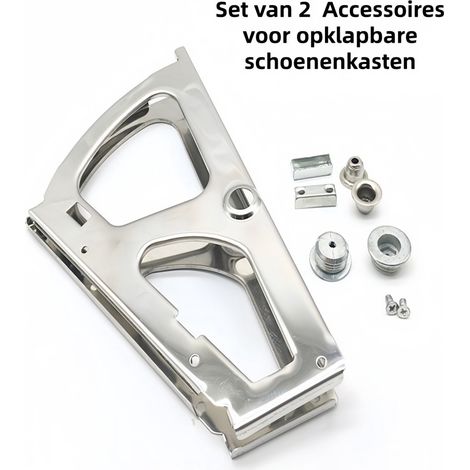 Ensemble de 2 accessoires pour meubles à chaussures pliables - Acier inoxydable - Supports pour poubelle - Rampe dissimulée - Portes à charnières - Étagère simple en acier inoxydable (deux paires) - A (1/5)
