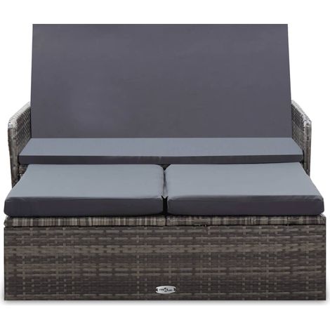 Salon de jardin 2 pcs - Canapé de jardin - Ensembles de Meubles d'exterieur - avec coussins Résine tressée Gris Chic-743385 (1/5)