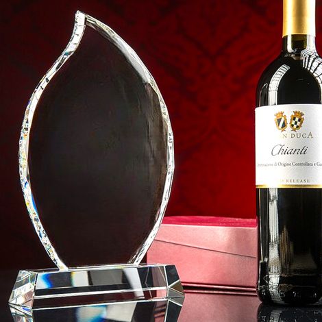 Estatuilla de cristal grande de 26 cm para grabar o imprimir, con estuche decorativo. (1/5)