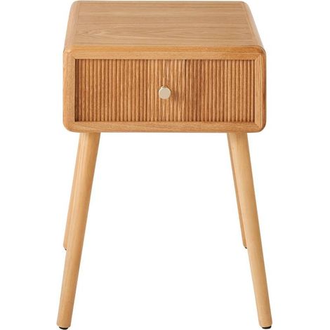 Comodino con 1 cassetto e frontali effetto lamelle L42 cm - AVA