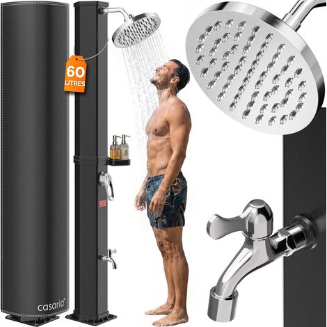 Casaria – Douche solaire 60L – Température jusqu'à 60 °C – Pommeau effet pluie pivotant 360° – Raccord tuyau d'arrosage universel – Housse de protection UV (1/5)