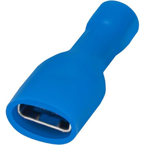 Lot de 100 bornes de câble femelles en vinyle entièrement isolées 6,3 x 0,8 mm pour 1,5-2,5 mm² (16-14 AWG) Bleu (1/5)