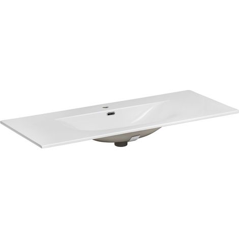 Waschbecken zum Einbau VELOA 120 cm in glänzend weißer Keramik