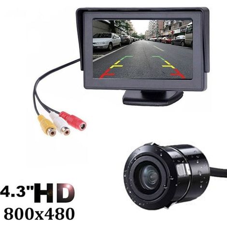 Cámara de visión trasera HD 1080P de 4,3 pulgadas, kit de sistema de estacionamiento con monitor para tablero, para auto, camping, camión, caravana, visión nocturna a prueba de agua